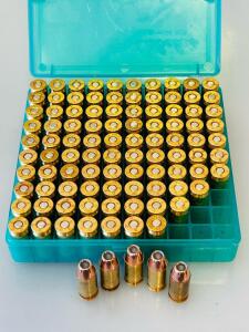Hornady 185Gr XTP .45 ACP Hollow Point Ammo, 99 Handloads In MTM Case, Bullseye 6.4Gr