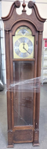 Tall Grandfather Clock, Mechanical Chain-Wound, 3 Weights, Decorative Arch, Approx. 80&rdquo; Solid Wood