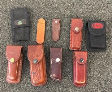 Used Folding Knife Sheaths &ndash; Buck, Case, Schrade, Seki &ndash; Leather & Nylon