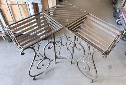 3-Tier Decorative Metal Plant Stand, Corner, Ornamental Scrollwork, Bronze/Brown