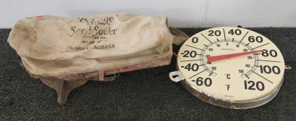 Vintage Cyclone Speed Spreader & Outdoor Thermometer