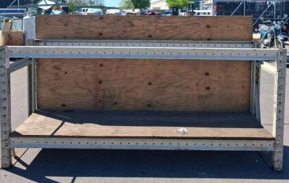 Heavy Duty Steel Workbench, 8Ft x 3Ft, Plywood Surface, Stationary, Industrial Shop Table