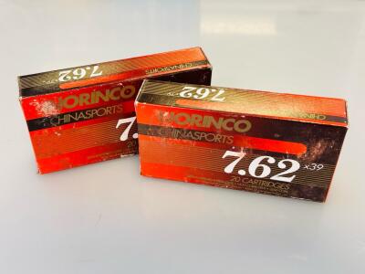 (2) Boxes Of Norinco ChinaSports 7.62x39mm FMJ 122gr Steel Case Non-Corrosive, Factory 31/93, 40 Rounds