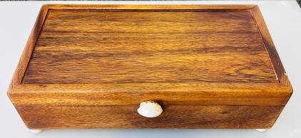 Antique Victorian Era Gun Cleaning Kit &ndash; Hardwood Box, Shell Knob, Bronze Brush, .36-.45 Caliber