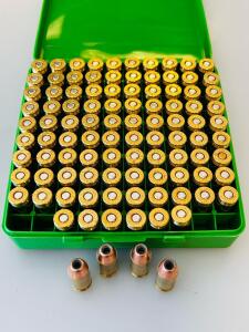100 Rounds .45 ACP 230Gr XTP & Cast Reloads, RP Brass, Bullseye Powder, MTM Case-Gard Box