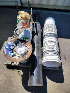 8x 5-Gallon HDPE Utility Buckets With Construction Tools, 8" SDR17 HDPE Pipe Section And More