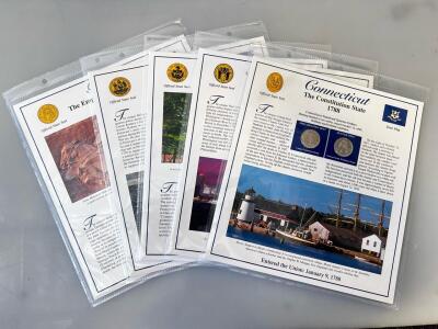 Statehood Quarters Collection Sheets: PA, NJ, CT, DE, GA - 1999 P & D Mint Brilliant Coins