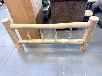 Rustic Log Bed Footboard, Solid Pine Or Cedar, Full/Queen, 63&rdquo;x25&rdquo;, Branch Spindles