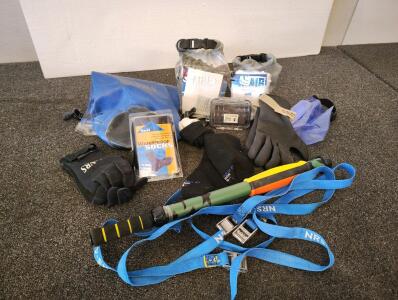 NRS Tuff Sack, SealSkinz Waterproof Socks Large, Glacier Glove, AIRE Repair Kits, Rafting Gear