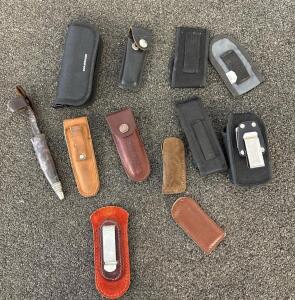 Assorted Knife And Multitool Sheath Holster, 11 Pieces, Mixed Leather/Nylon