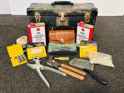 Black Powder Muzzleloader Kit: .50 Cal T/C Accessories, FFFg & FFFFg Powder, Vintage Case & More