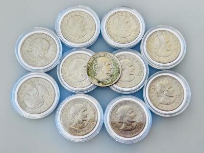 1979 & 1999 Susan B. Anthony $1 Dollar Coins &mdash; Lot Of 11, Mixed Circulated, U.S. Mint