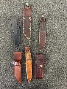 Vintage & Modern Leather Knife Sheath&ndash; Ka-Bar, Case XX, Belt Loop, Snap Flap, Mixed Styles