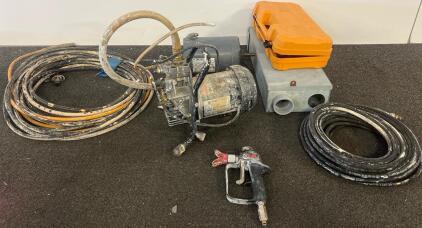 Industrial Electric Motor & Pump Assembly with Multiple High-Pressure Hoses, 2-5 HP, 3-Phase