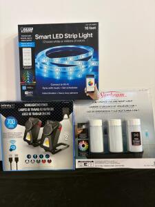 Infinity X1 LED Worklight with Bluetooth Speakers, 700 Lumens, Rechargeable, Magnetic, 2-Pack, smart LED strips lights, 3 three and one LED night lights sunbeam