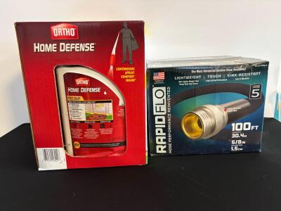 Rapid Flo 100ft 5/8" Lightweight Garden Hose & Ortho Home Defense Insect Killer 2-Pack