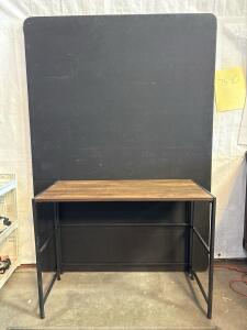 Folding Desk with Wood-Look Top and Black Metal Frame, 39.4" x 19.7" x 29.7"