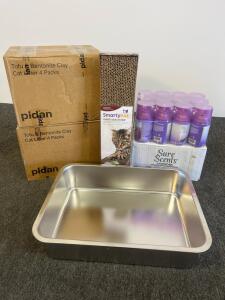 Pidan Tofu & Bentonite Litter, Sure Scents Lavender Refills, Stainless Tray, & SmartyKat Cat Scratcher