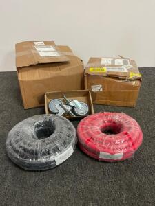 2 AWG Pure Copper Welding/Battery Cables 15 Ft Black & Red + 3" Swivel Stem Casters W/ Brakes