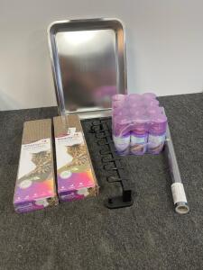 Stainless Litter Tray, 12Pk Lavender Freshener, 2 SmartyKat Scratchers, Rack, Vinyl