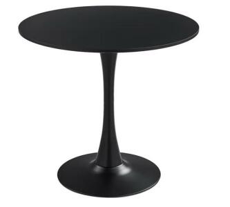 27.3" Tulip Dining Table, Black, Perfect For 2-4 People