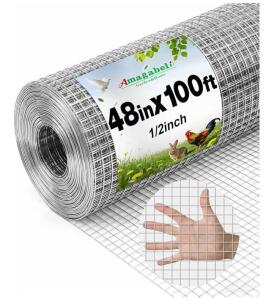 Amagabeli Hardware Cloth 1/2 Inch 48 x 100 Ft 19 Gauge Chicken Wire Fence