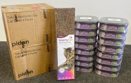 Cat Litter Care Bundle: 16 Litter Genie Refills, SmartyKat Scratcher, 8 Pidan Tofu & Clay Litter Packs
