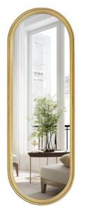 Gold Arched Wall Mirror For Bathroom, 16"x47" Square Craft Designed Wooden Frame