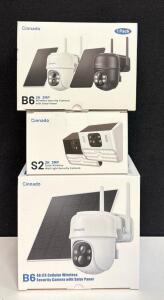 Cinnado B6 And S2 Wireless Solar-Powered Outdoor Security Cameras With 2K/3MP, Night Vision, Two-Way Audio