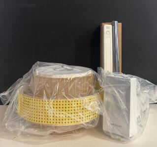 Boho Weaved Chandelier/XL Lamp Shade, Ice Maker, Food Warming Mat, Black Countertop Wallpaper And Retractable Power Cord