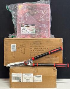 Folding Garden Kneeler Seat, Hedge Clippers, ArtBin Tote & 18lb LECA Clay Pebbles Bundle