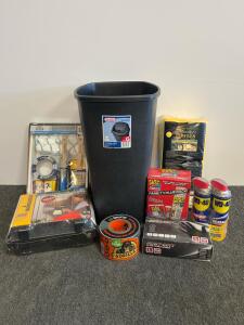 Bulk Lot Home/Shop Supplies &ndash; Wagner Power Painter, WD-40, Gorilla Tape, Gloves, Towels, Trash Can