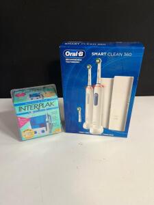 Oral-B Smart Clean 360 Rechargeable Electric Toothbrush Duo & Interplak Water Jet, 6 Attachments