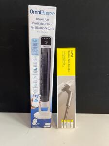 OmniBreeze Tower Fan with Wi-Fi, 38" Height, 4 Speeds, Internal Oscillation, Hoto spin scrubber