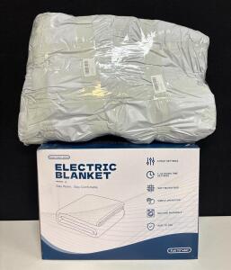 Electric Blanket Full Size 72"x84", Light Grey, 6 Heat Settings, ETL Certified, Machine Washable And Twin Size Triangular Bed Pillow