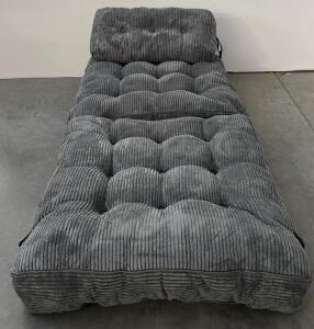 MAXYOYO Gray Corduroy Convertible Floor Chair Sofa Bed Futon, 75" x 28", Foam Filled, Strap Lock