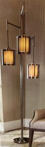 Modern Multi-Light Floor Lamp, 74.2" H, Antique Dark Nickel Finish, Includes 3 LED Bulbs