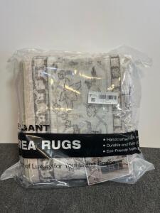 Elegant Rectangular Area Rug, 8' x 10', Light Grey Ornamental Pattern, Handcrafted, Eco-Friendly