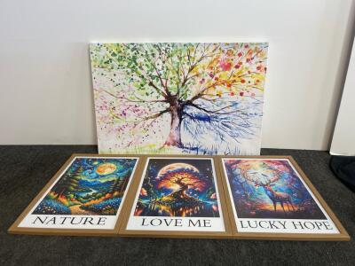 Set Of 4 Vibrant Nature-Themed Wall Art Pieces &ndash; Framed Prints & Canvas Painting