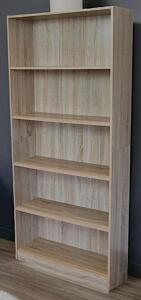 Slide Logic 6-Shelf Bookcase with Footer, Sonoma Oak, 31.5" W x 11.7" D x 71.3" H