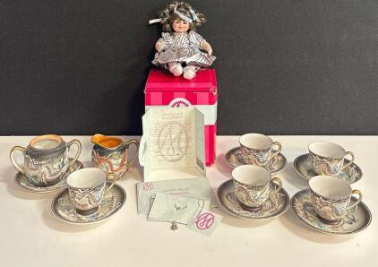 Porcelain Dragonware Tea Set Japan 12-Pc, Marie Osmond Hershey&rsquo;s Hugs Doll COA Accessories