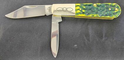 Case XX 620094 SS Trapper Pocket Knife, Clip & Spey Blades, Radioactive Yellow Jigged Handle, USA