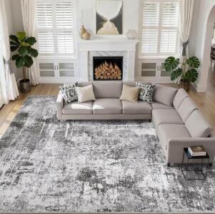 Washable 10x14 Large Abstract Modern Soft Living Room Rug