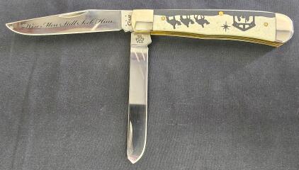 Case XX Trapper 6254 SS Pocket Knife &ndash; Smooth Bone Nativity Etching