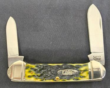 Case XX 62131 Canoe Pocket Knife With Yellow & Black Jigged Bone Handle
