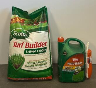 Scotts Turf Builder Lawn Food 37.5 lb + Ortho Weed B Gon Crabgrass Control 1.33 gal with Wand