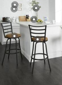 Mainstays 2-Pack Indoor Adjustable 24" or 29" Swivel Adjustable Black Metal Barstool, Dark Gray Seat
