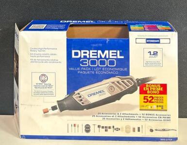 Dremel 3000 Rotary Tool Kit, 1.2 Amp, 120V, 52 Accessories, Flex Shaft, Case Included