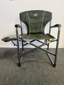Timber Ridge Director&rsquo;s Folding Camp Chair, Green, Steel Frame, Side Table, 300 lb Capacity