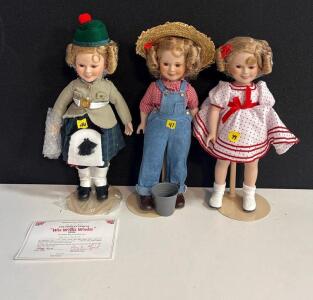Danbury Mint Shirley Temple "Wee Willie Winkie" Doll W/ COA + 2 Silver Screen Series Dolls